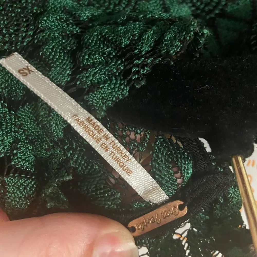 Free People Forest Green Lace Mini Dress